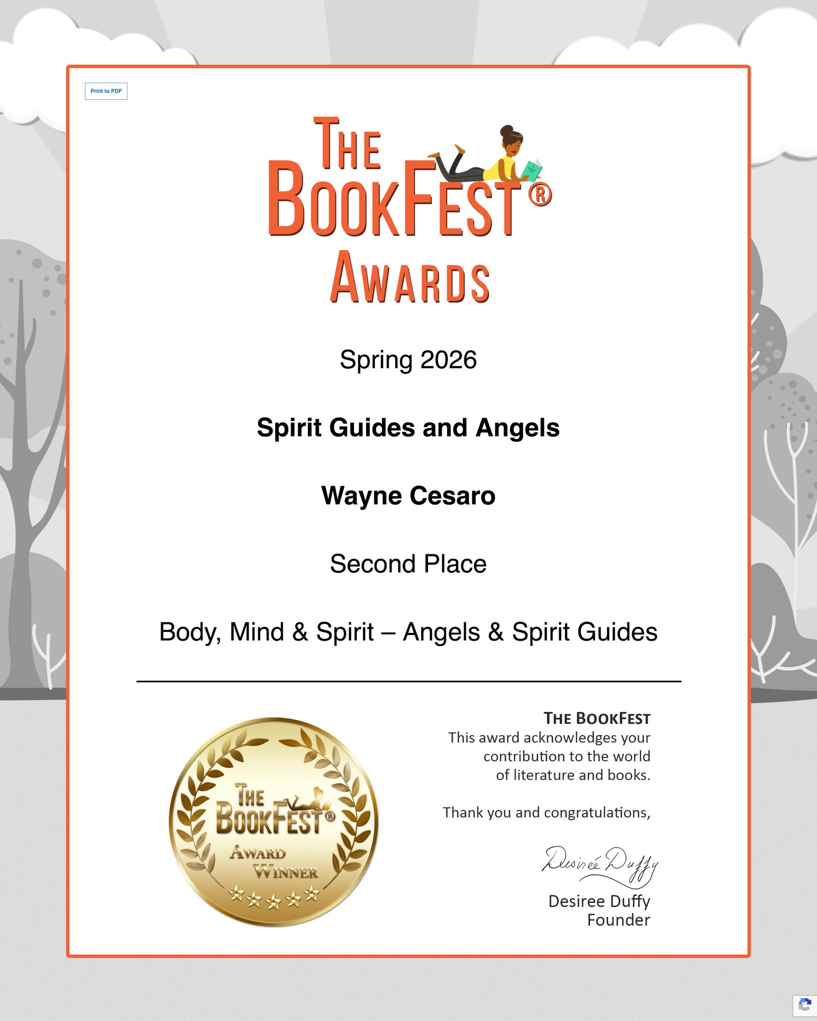 Book award certificate or badge